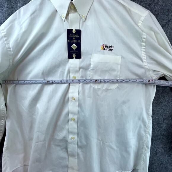 Cotton Bill Blass Wright Group Wrinkle Free Shirt Mens XL White Logo Button Down - Picture 5 of 9